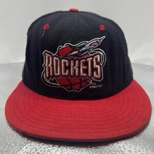 Vintage Houston Rockets New Era 5950 Fitted Hat 7 3/8 USA Wool NBA Cap